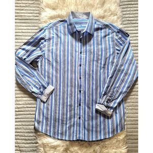 TailorByrd Striped Button Down Shaped Fit Dress Shirt, Mens XXL